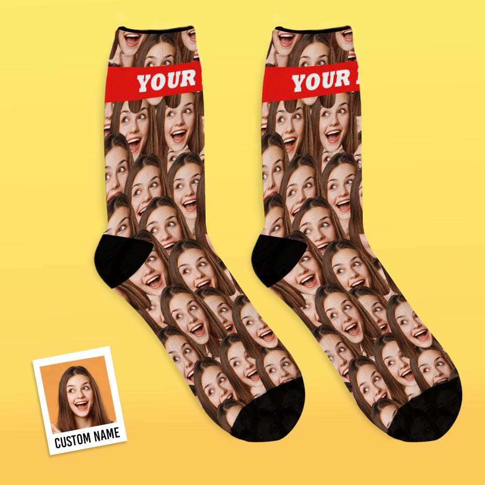 Custom Socks with Faces and Text Gifts for Couples Multiple Styles - CustWitAU