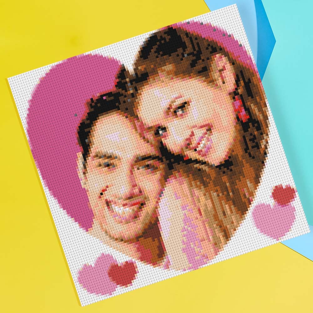Gifts for Her Couple Pixel Mosaic Art Custom Photo Puzzle Frame - CustWit