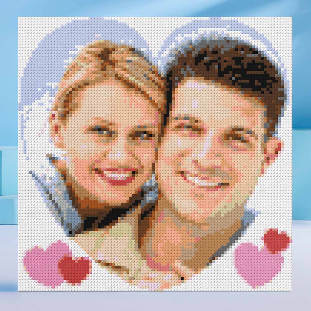 Gifts for Her Couple Pixel Mosaic Art Custom Photo Puzzle Frame