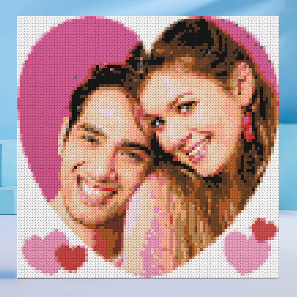 Gifts for Her Couple Pixel Mosaic Art Custom Photo Puzzle Frame
