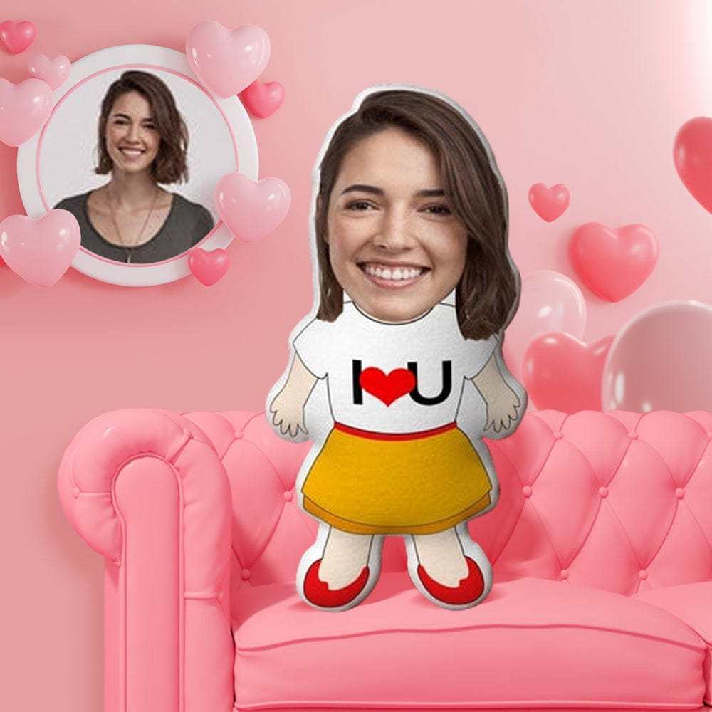 I LOVE U Pillow Face Pillow Valentine's Day Gifts Magician Doll - CustWitAU