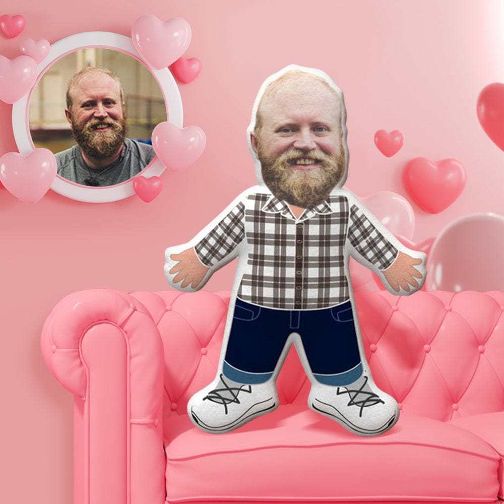 Personalized Pillows Custom Pillow Face Gag Gifts Plaid Shirt Throw Pillow Valentine's Day Gift For Him - CustWitAU