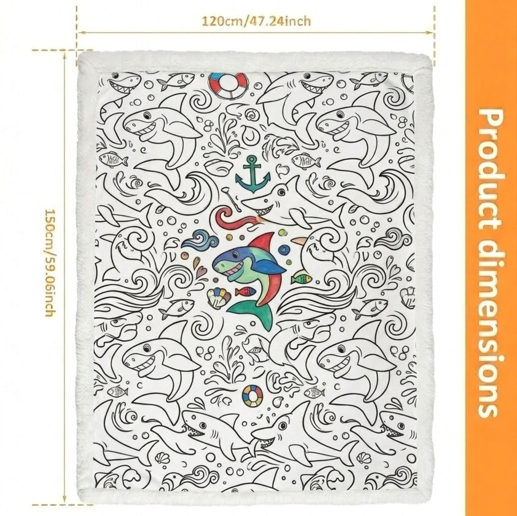 DIY Drawing Blanket Doodle Marine Life Blankets, Customizable Washable Art Blankets for Kids & Adults - CustWitAU