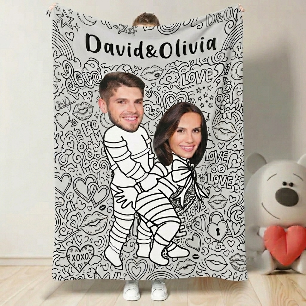 DIY Drawing Blanket Personalized Face Diys Drawings Blanket Kits Creative Diys Drawings Blankets for Couples