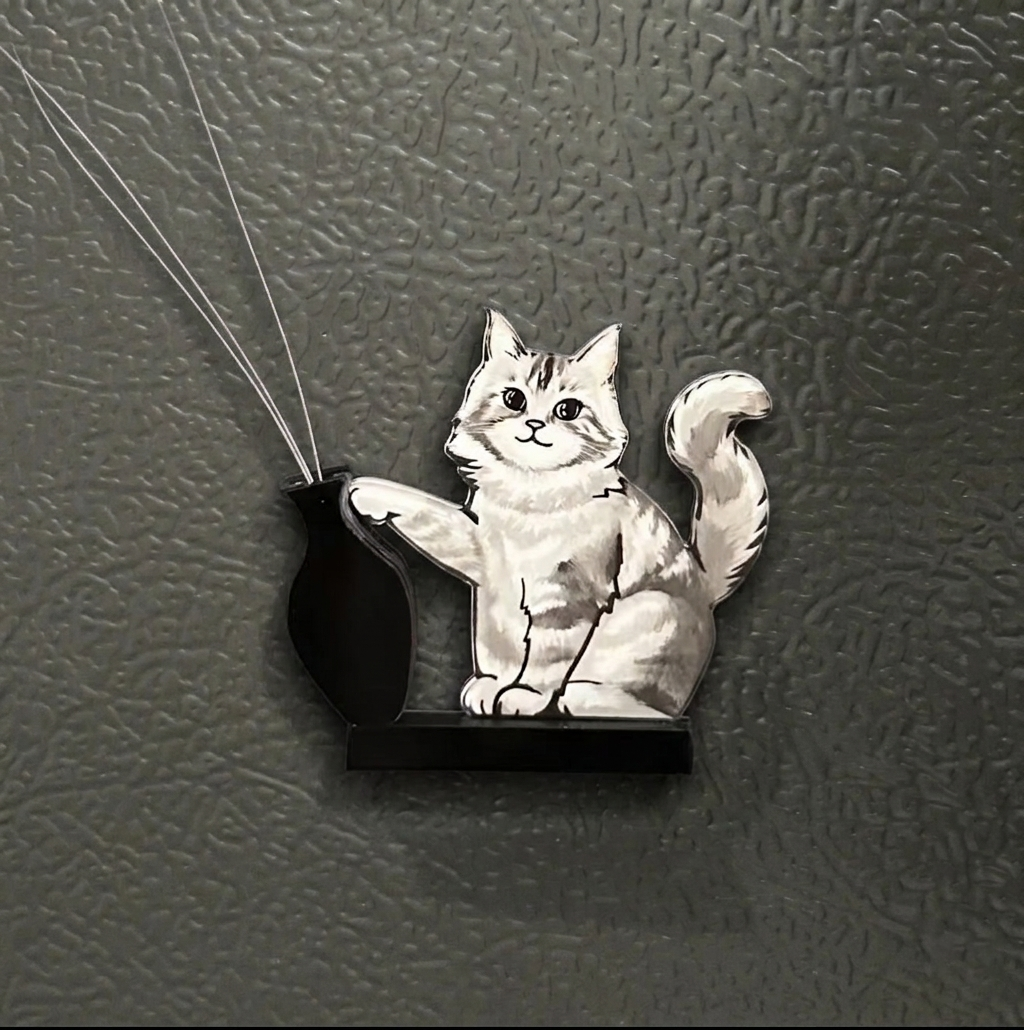 Handmade Cat Whisker Collector – Acrylic Magnetic Fridge Holder | Mini Keepsake, Pet Memorial Keepsake, Gift for Cat Lovers - CustWitAU
