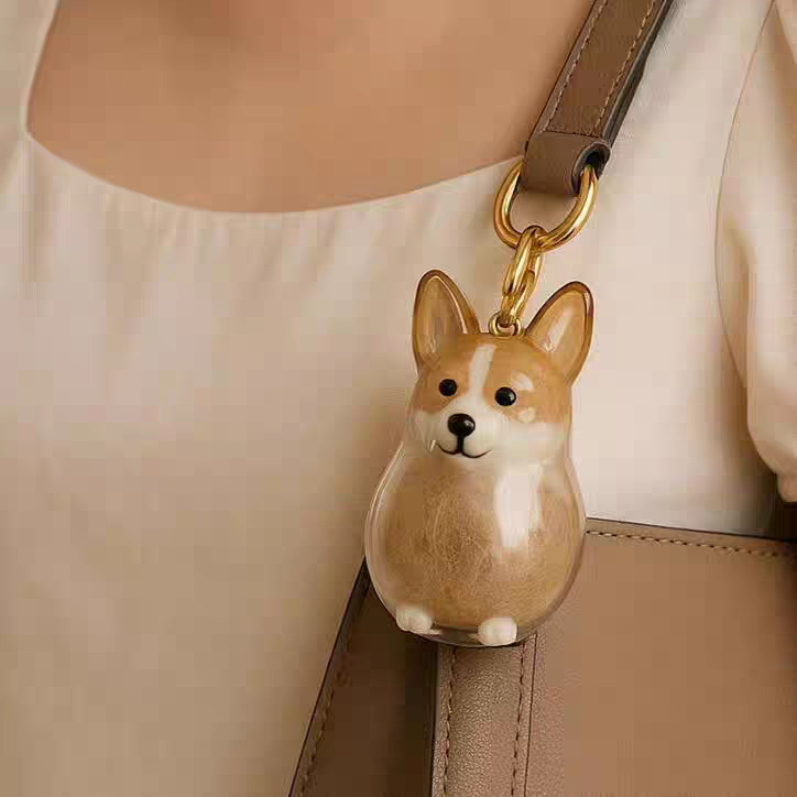 Dog Hair Collector Keychain Bag Charm Memorial Storage Box Sentimental Perfect for Storing Pet Hair Gift for Dog Lovers - CustWit