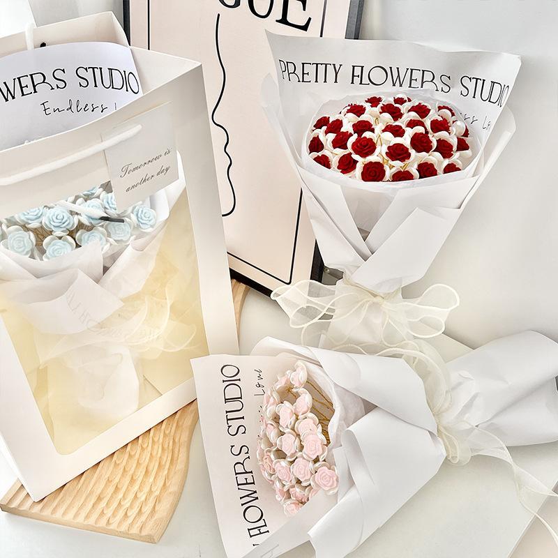 Simulation Rose Bouquet Handmade Diy Material Package Hand-held Flowers For Her Gift - CustWitAU