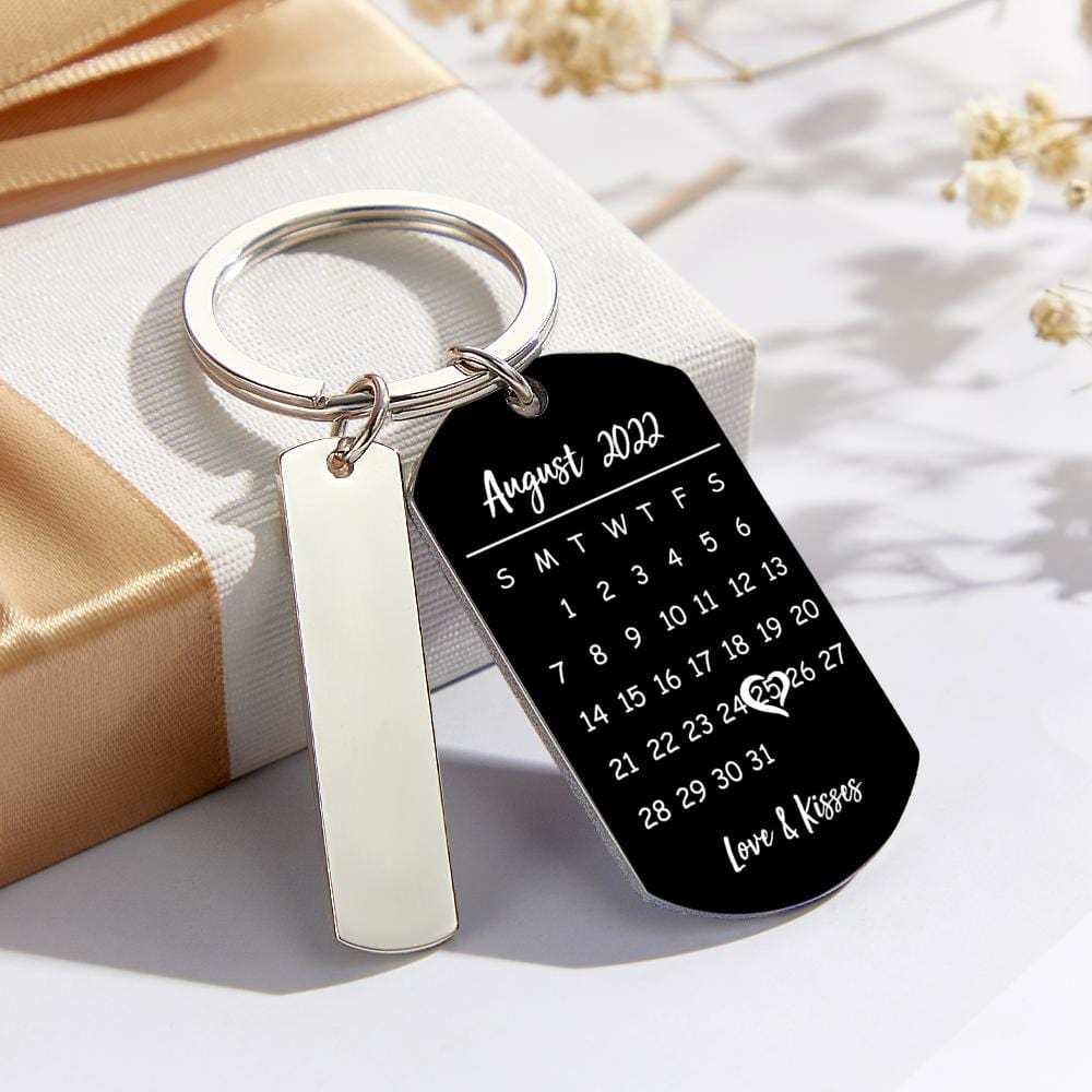 Personalized Spotify Calendar Keychain Custom Picture & Music Song Code Couples Photo Keyring Gifts for Valentine's Day - CustWitAU