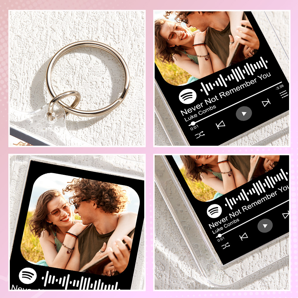Custom Spotify Code Keychain Photo Keychain Acrylic with Pouch - CustWitAU