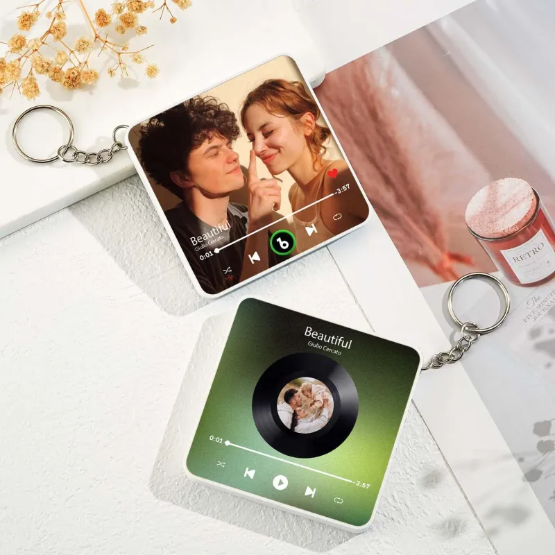 Personalized Photo Music Bluetooth Keychain Music Box Bag Charm That Plays Music Without Cell Phone Anniversary Gifts