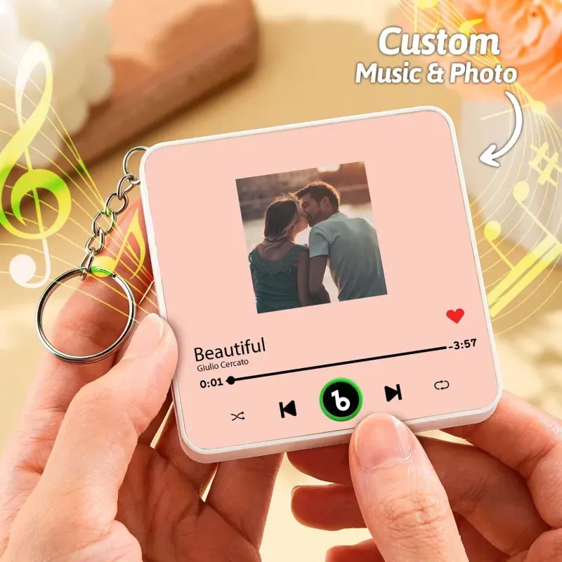 Personalized Photo Music Bluetooth Keychain Music Box Bag Charm That Plays Music Without Cell Phone Anniversary Gifts