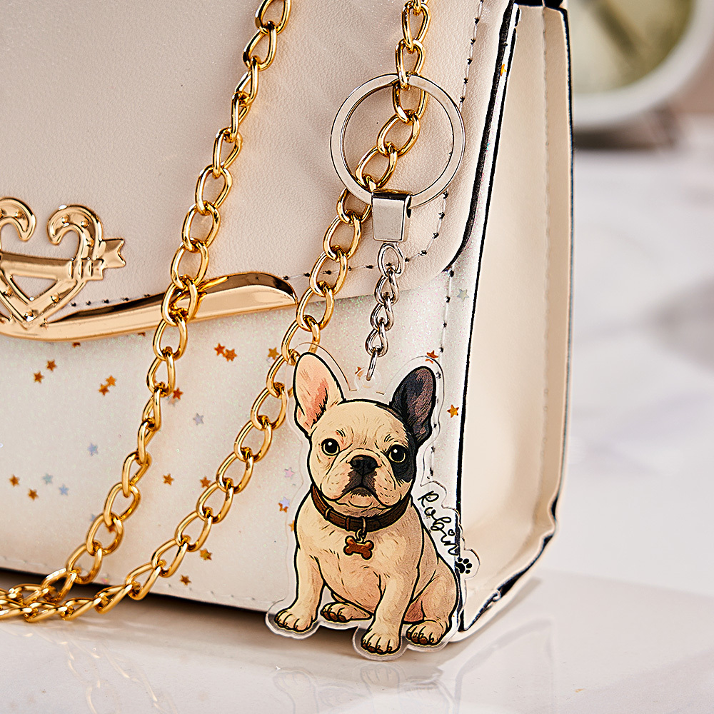 Personalized Pet Lovers Gifts, Custom Pet Photo Keychain, Custom Dog Photo And Name Keychain