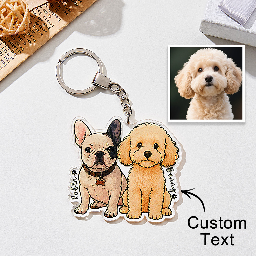 Personalized Pet Lovers Gifts, Custom Pet Photo Keychain, Custom Dog Photo And Name Keychain