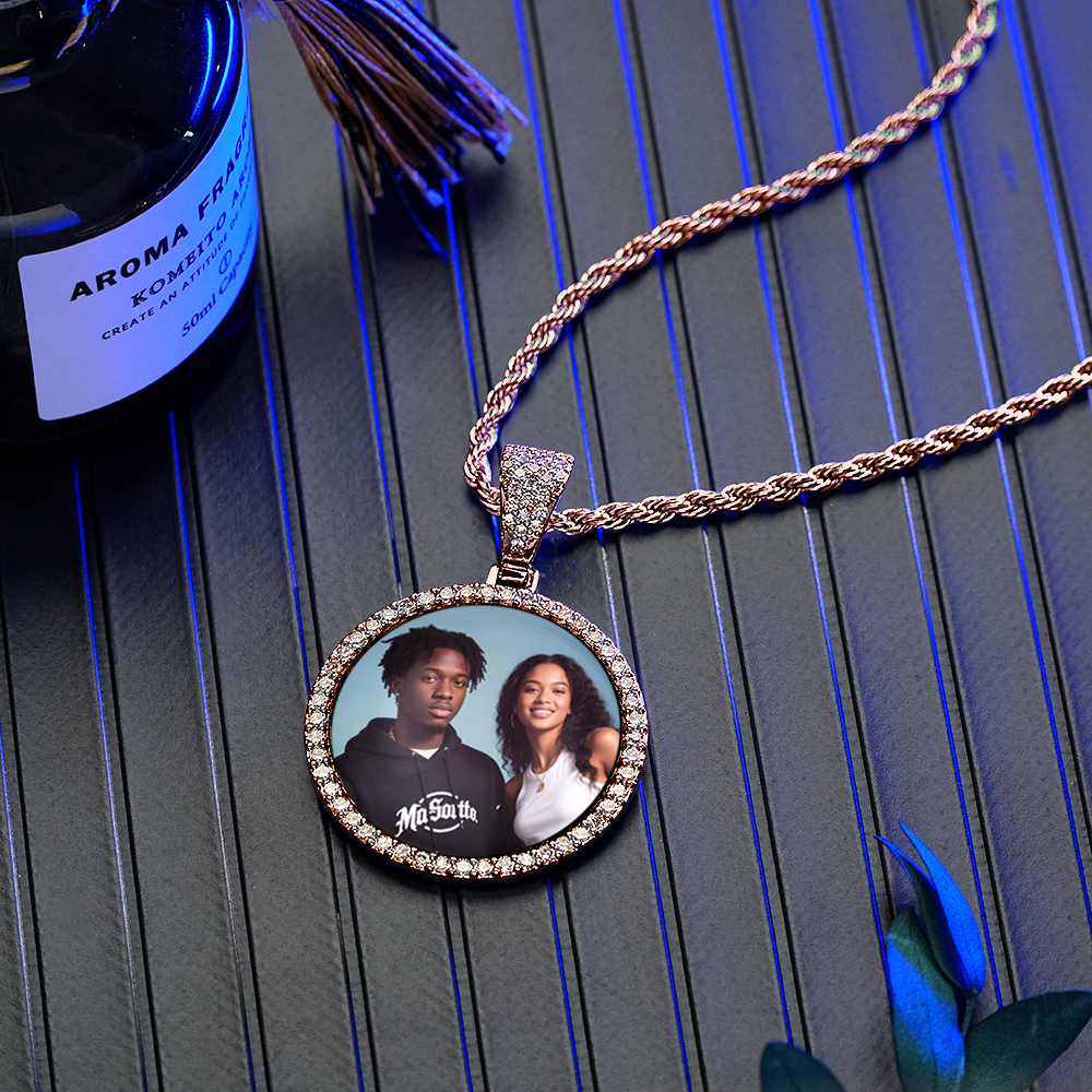 Custom Made Photo Circle Necklace & Pendant LARGE Hip Hop Round Pendant