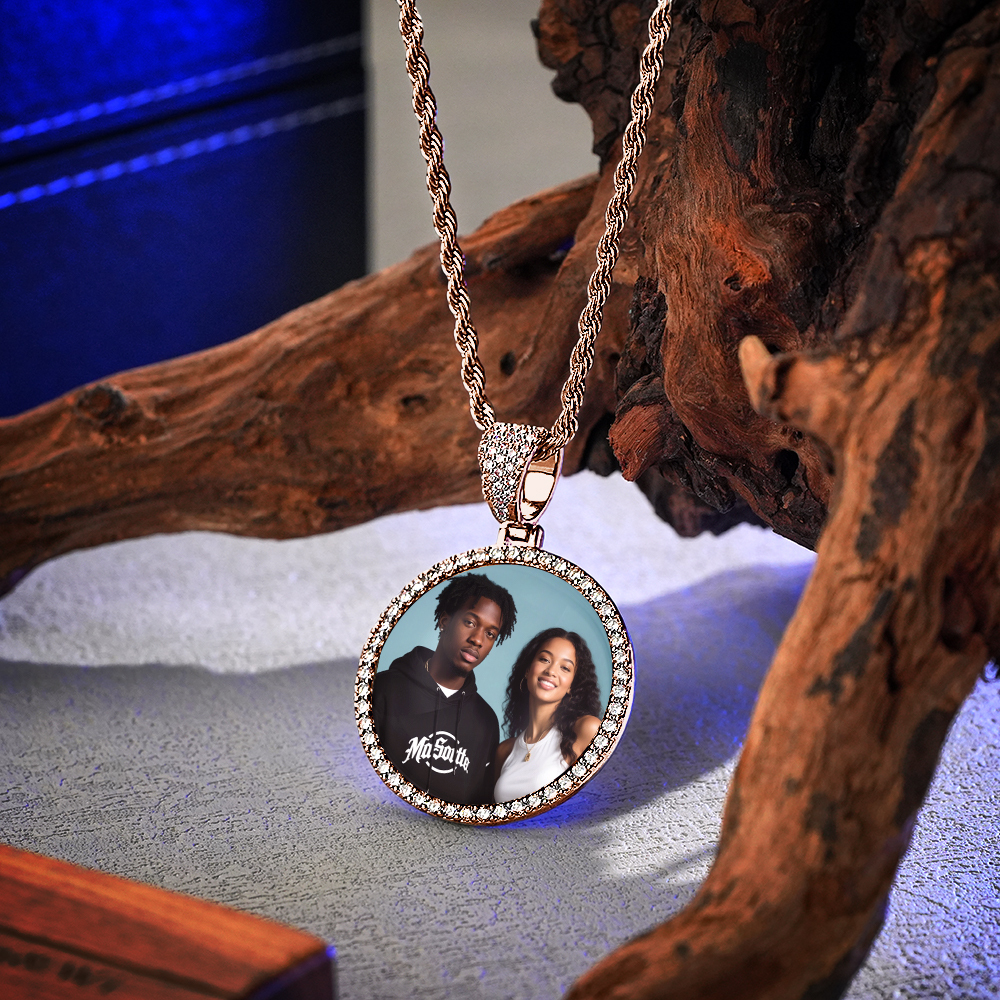 Custom Made Photo Circle Necklace & Pendant LARGE Hip Hop Round Pendant