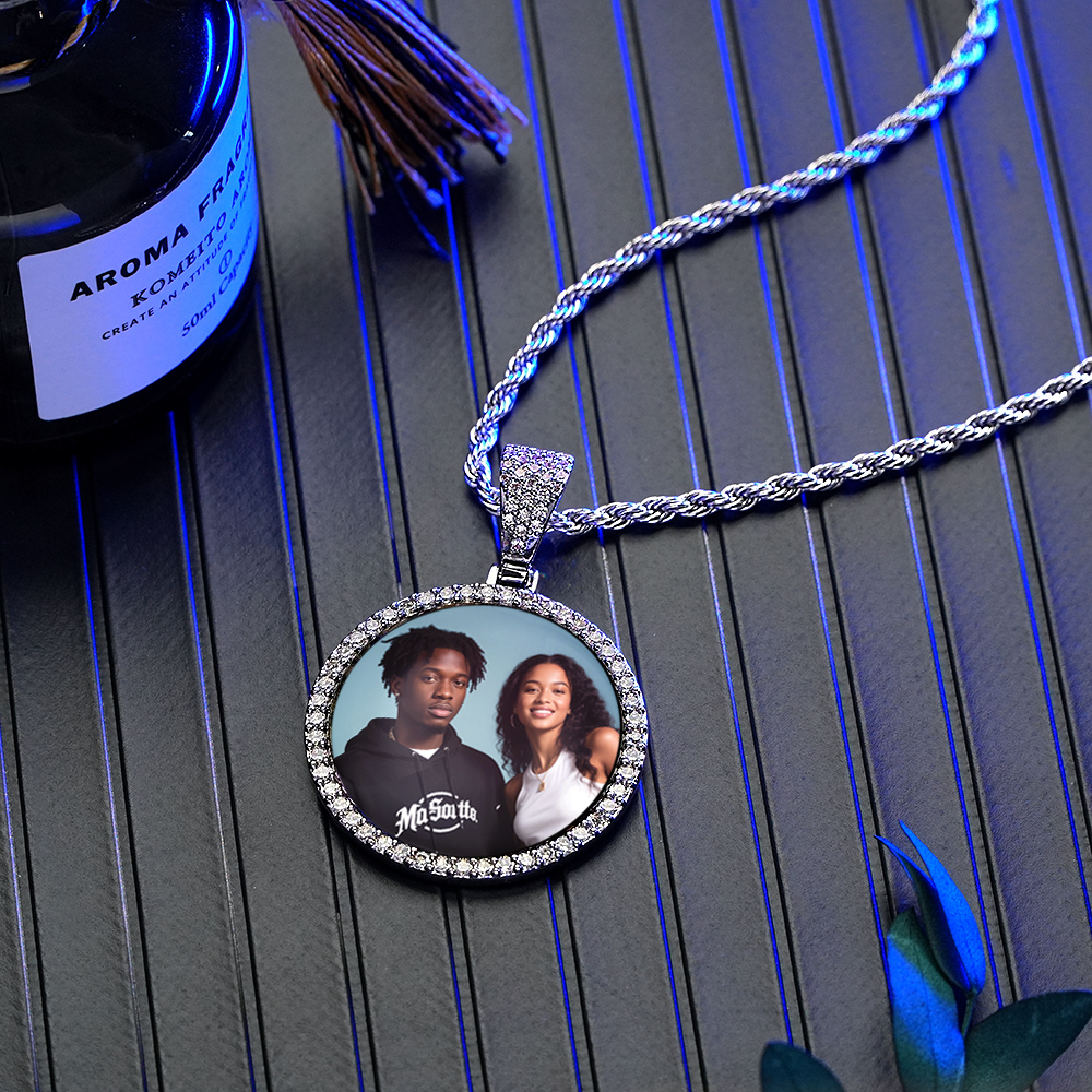 Custom Made Photo Circle Necklace & Pendant LARGE Hip Hop Round Pendant