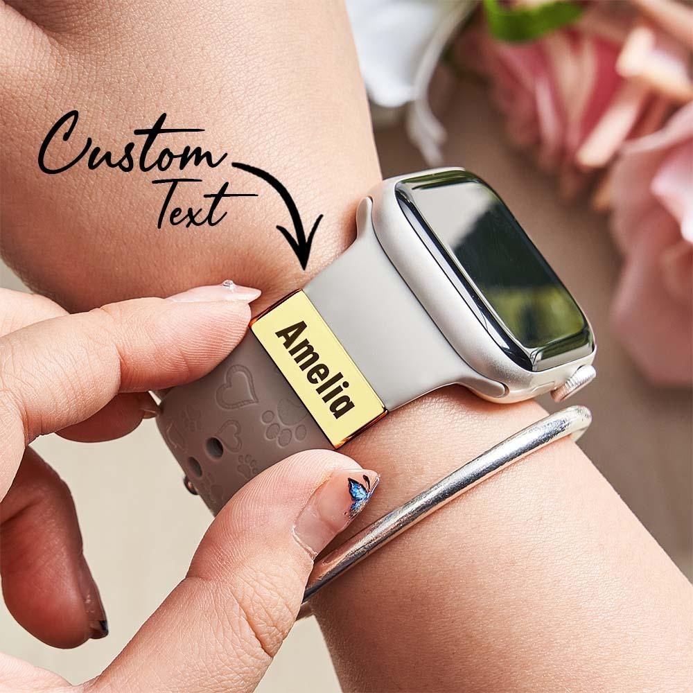 Personalised Name Apple Watch Charm - Custom Strap Accessory, Engraved Jewellery, Teen Gift, Luxe Stainless Steel Charm, Stocking Filler - CustWitAU