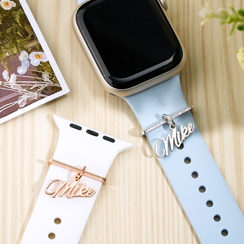 Personalized Watch Strap Charm Custom Text Smartwatch Accessory - CustWitAU