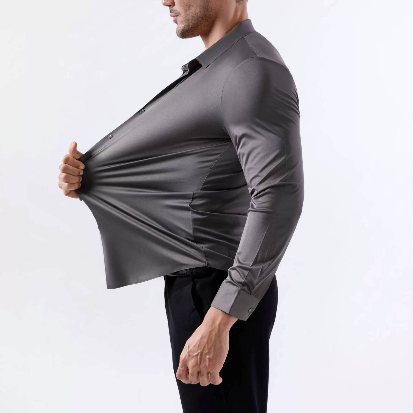 Men's Premium Stretch Dress Shirt Comfortable Business Casual Wrinkle-Free Shirt