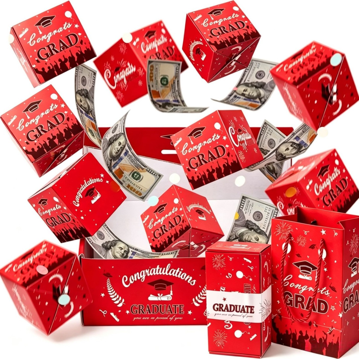 Graduation Explosion Gift Box Graduate Surprise Gift Boxes Exploding for Money Cash Holder for Congrats Grad Party - CustWitAU