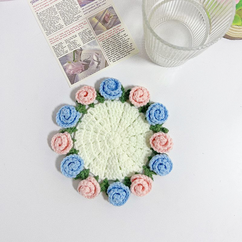 Handmade Crochet Rose Bouquet Coaster Set Transformable Floral Coaster & Home Decor Unique Eco-Friendly Gift - CustWitAU