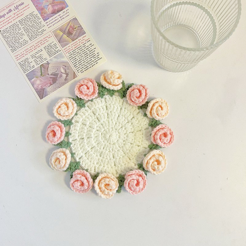 Handmade Crochet Rose Bouquet Coaster Set Transformable Floral Coaster & Home Decor Unique Eco-Friendly Gift - CustWitAU