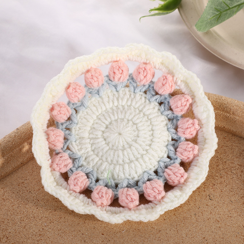 Handmade Crochet Tulip Coaster Set with Transformable Floral Design Eco-Friendly Home Decor Gifts For Couple - CustWitAU