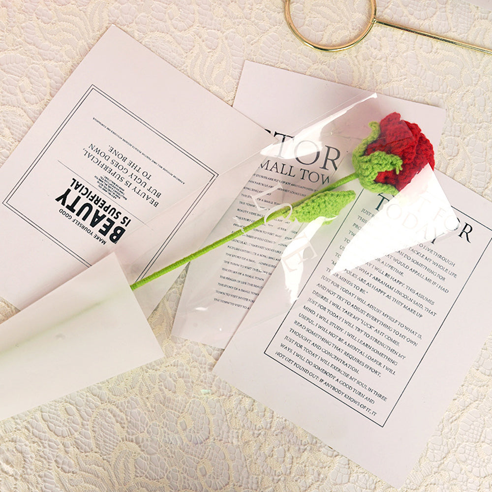 1pc Crochet Red Rose Handmade Knitted Flower