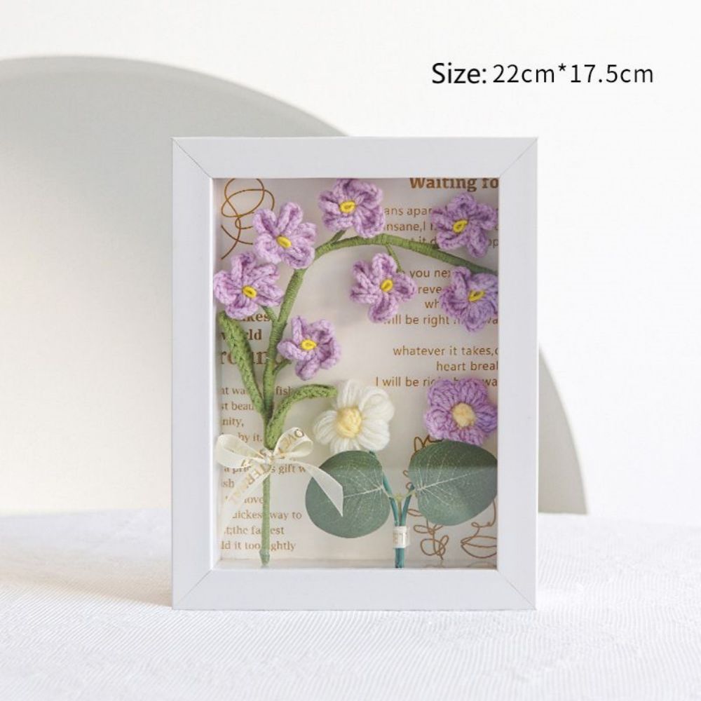 Crochet Bouquets Photo Frame Handmade Knitted Flower Shadowbox Frame Desktop Decoration - CustWitAU