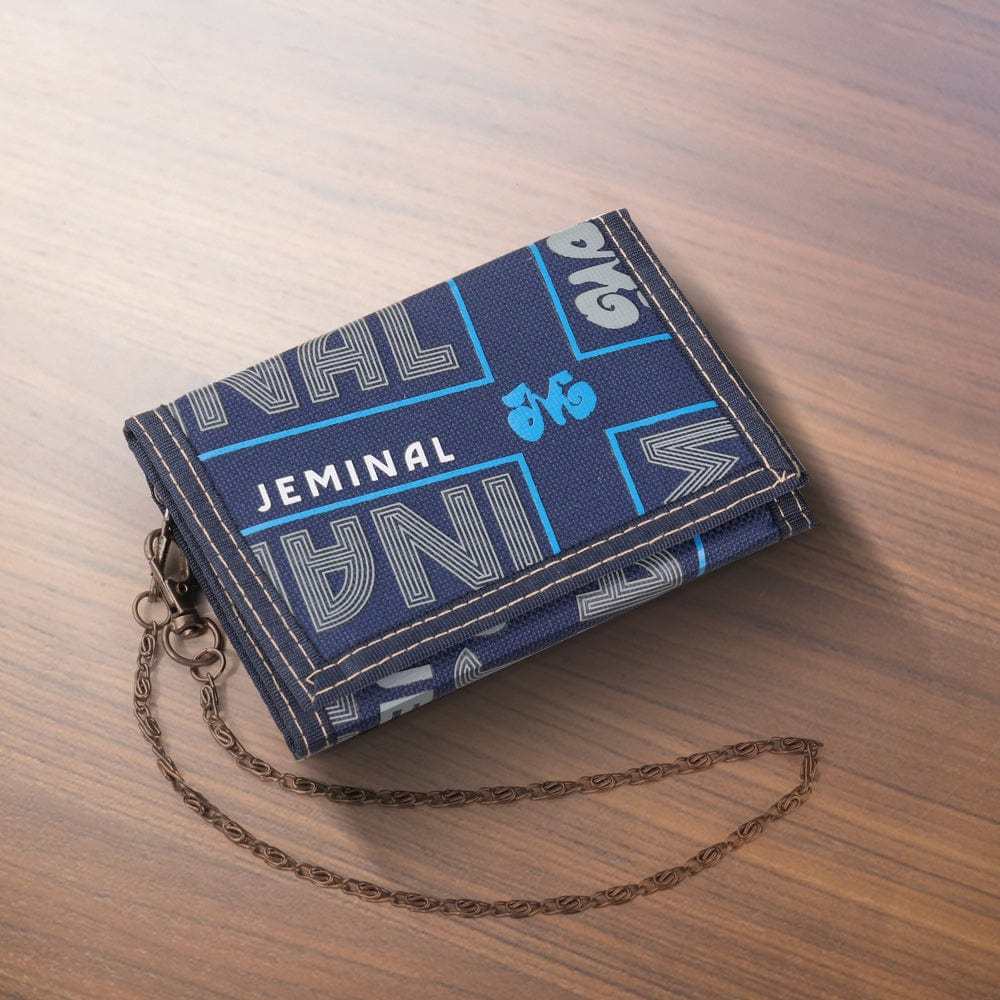 Trifold Nylon Wallet Gifts for Family Unisex Velcro Closure Credit Card Holder - CustWitAU