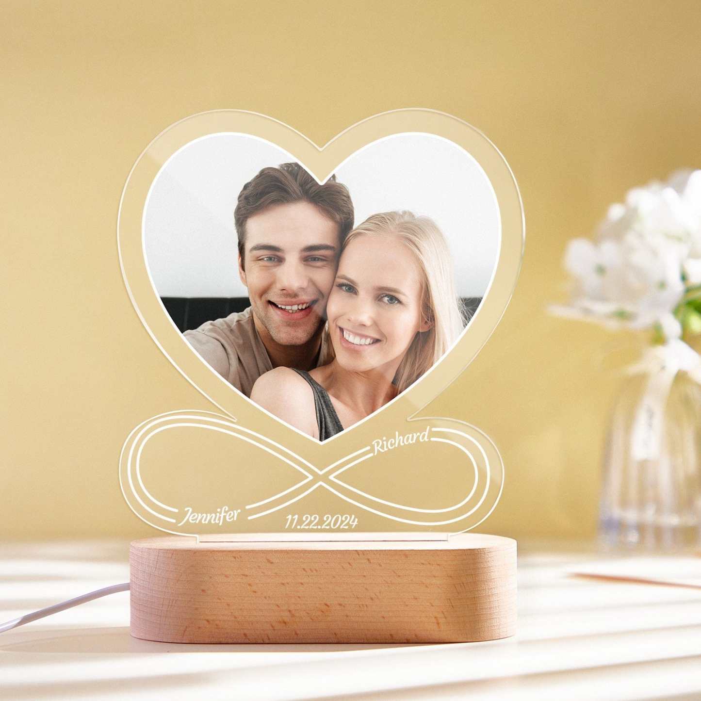 Personalized Gifts Night Light Love Lamp Infinite Love Customized Gifts for Women Men Couple Valentines Anniversary Customizable Gifts for Him Her Boyfriend Girlfriend - CustWitAU