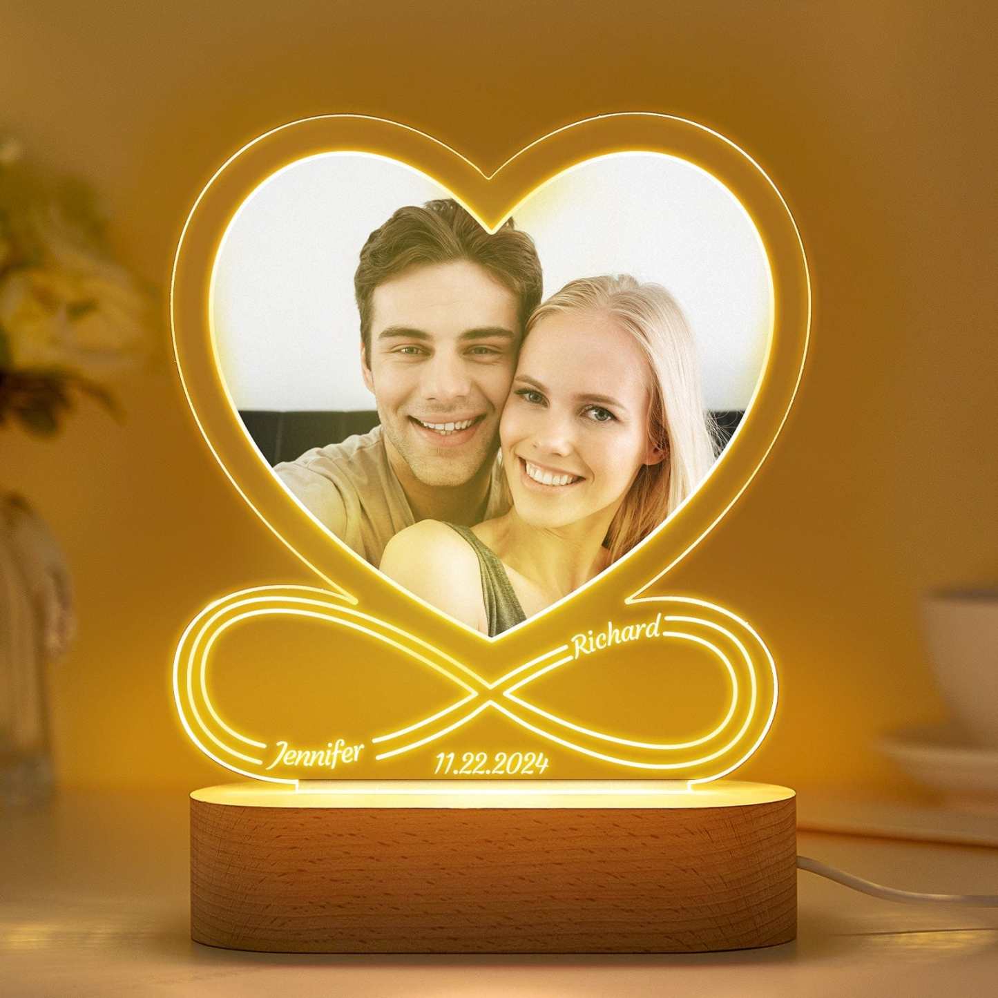 Personalized Gifts Night Light Love Lamp Infinite Love Customized Gifts for Women Men Couple Valentines Anniversary Customizable Gifts for Him Her Boyfriend Girlfriend - CustWitAU