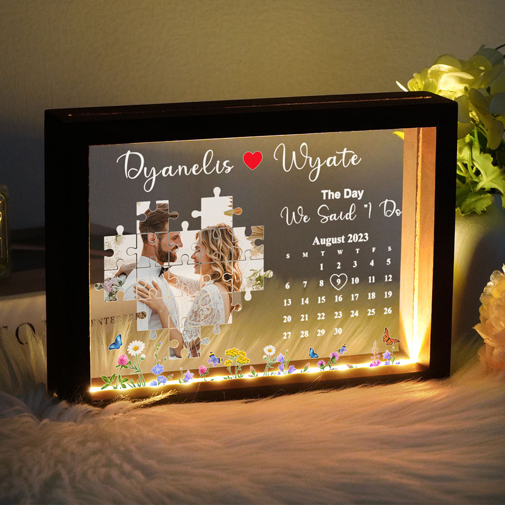 Custom Mr. & Mr. Missing Piece Wedding Night Light Frame – Personalized Rainbow-Inspired Keepsake Celebrating Love’s Triumph in Two Hearts Intertwined - CustWitAU