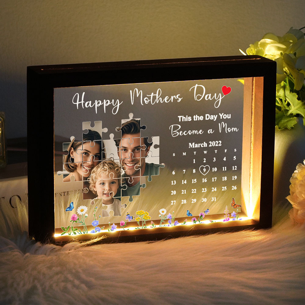 The Day You Became a Mom Custom Night Light – Personalized Luminary Frame Celebrating Motherhood’s First Light & Eternal Love Bond - CustWitAU