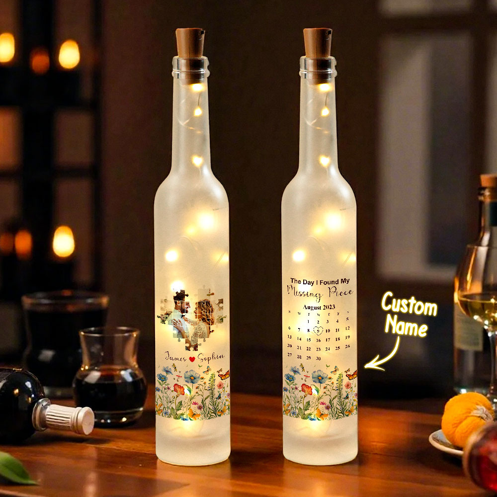 The Day I Found My Missing Piece – Personalized Couple Bottle with Names & Date