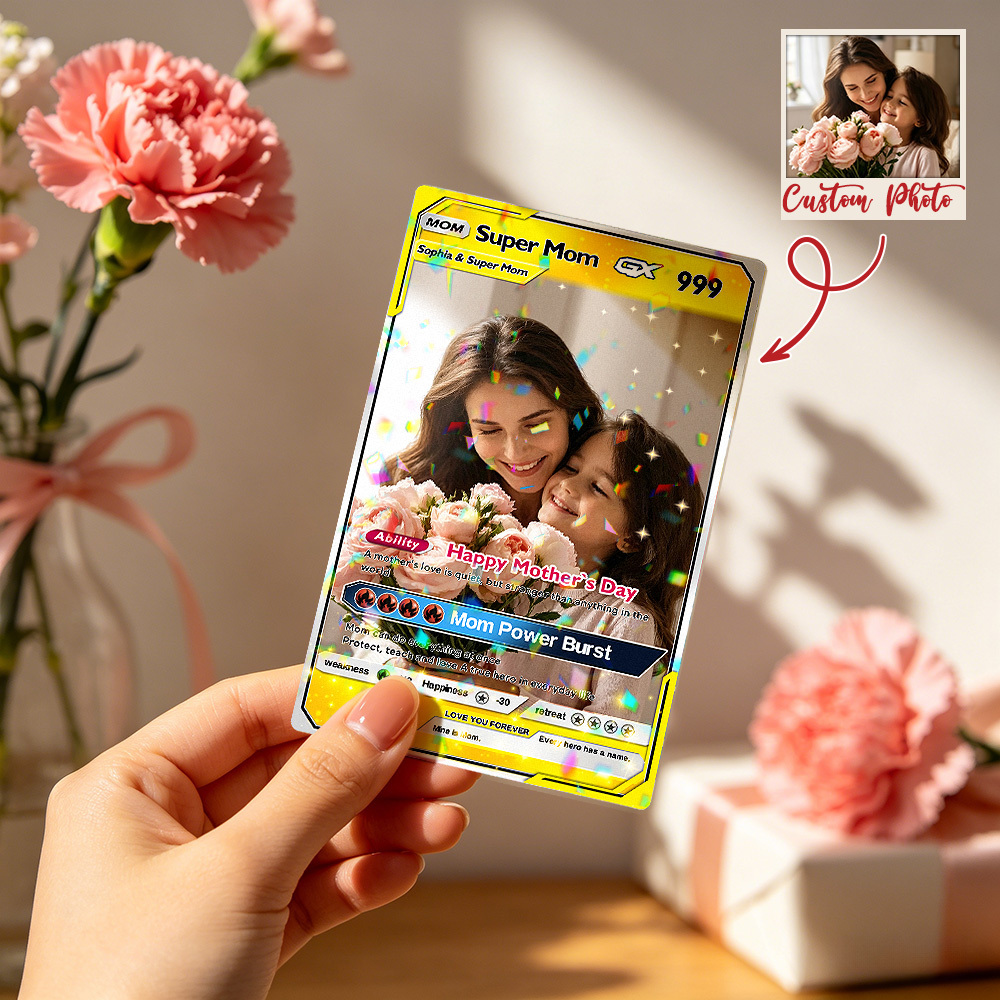Mother’s Day Personalized Poke Card - Custom Card for Mom - Customizable Gift from Husband Daughter, Son | Ghibli - Anime Style Trading Card - CustWitAU