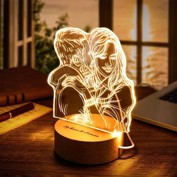 Anniversary Gifts Custom 3D Photo Lamp Personalized Night Light - CustWitAU