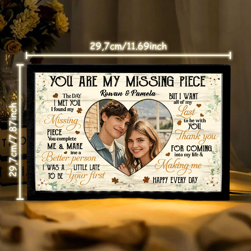 You Are My Missing Piece – Personalized Couple Night Light with Names & Photo