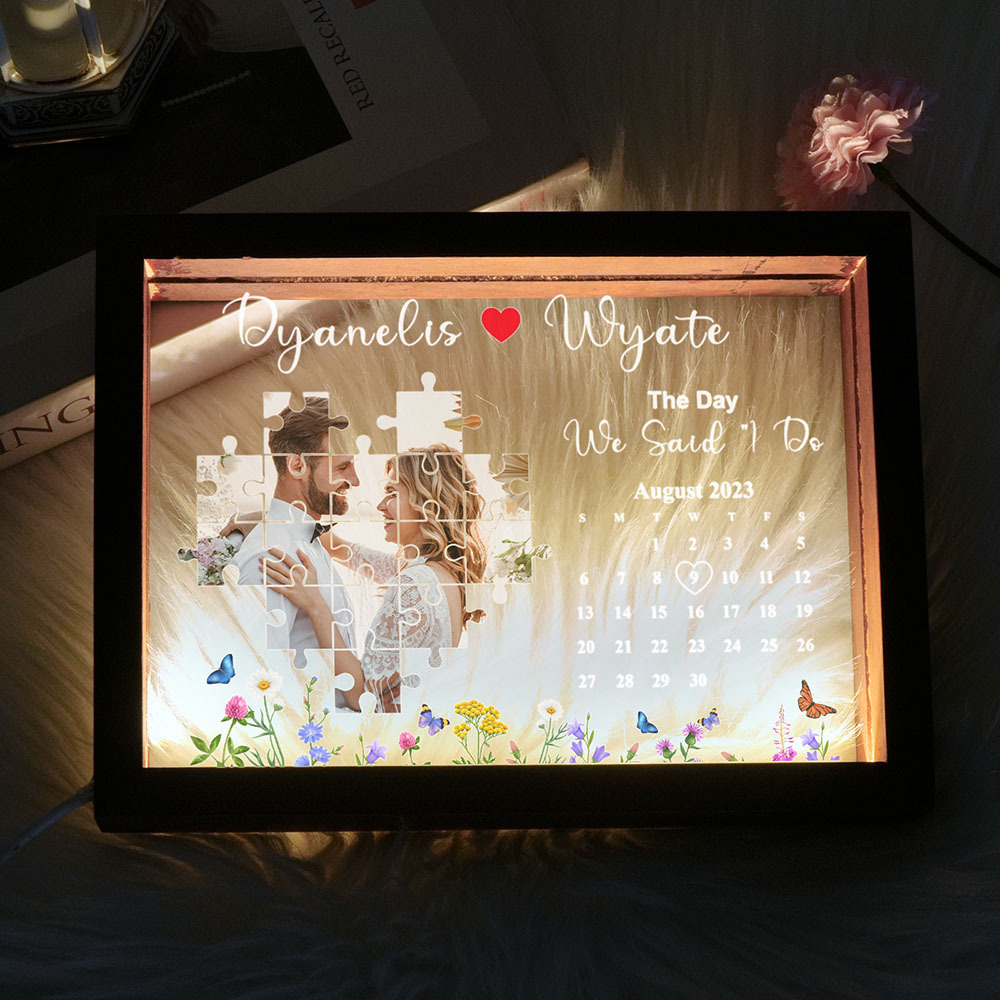 Custom Mr. & Mr. Missing Piece Wedding Night Light Frame – Personalized Rainbow-Inspired Keepsake Celebrating Love’s Triumph in Two Hearts Intertwined - CustWitAU