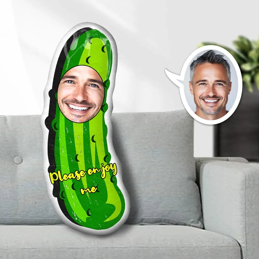 Personalized Funny Cucumber Minime Throw Pillow Custom Photo Pillow Gift for Him