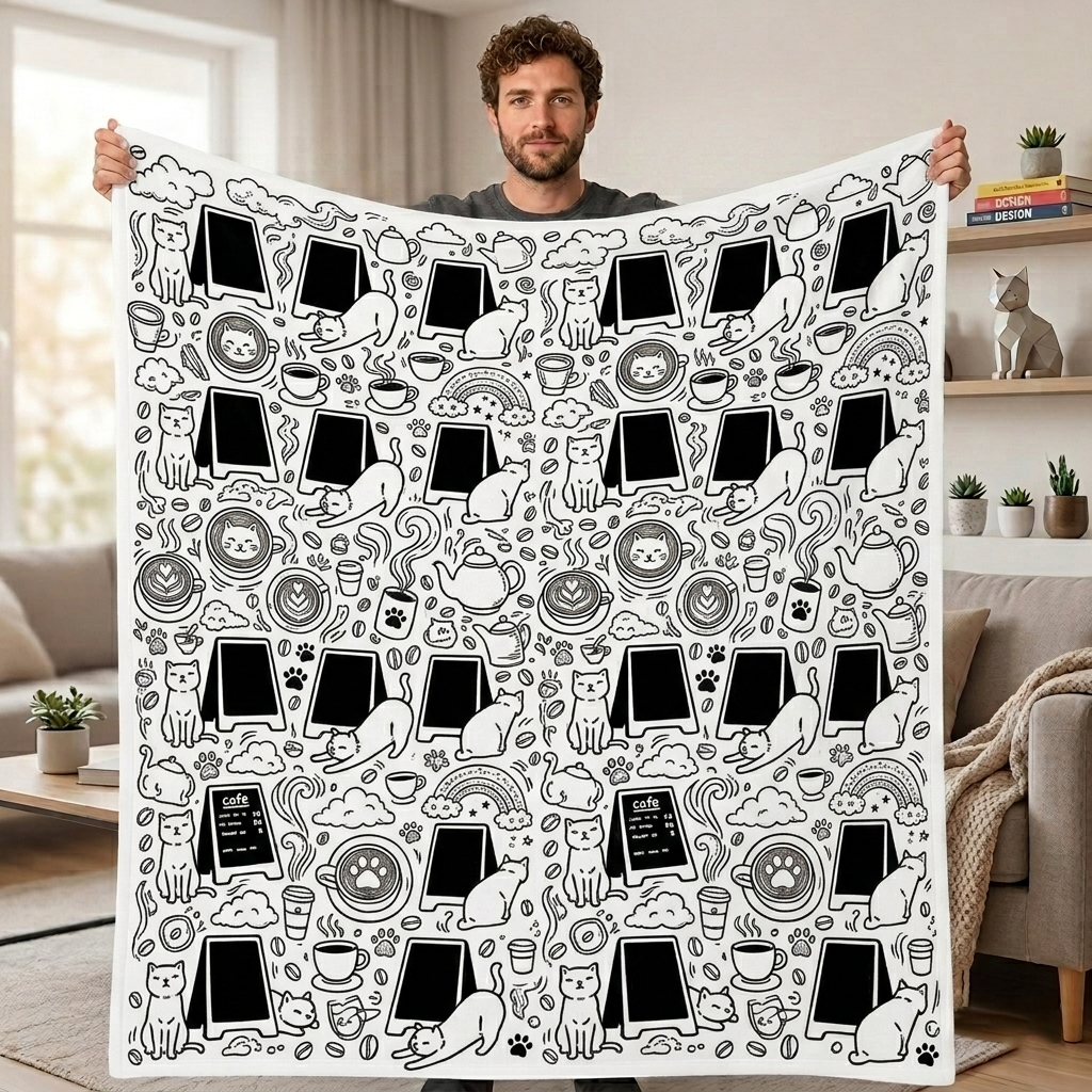 DIY Drawing Blanket Doodle Cats & Dogs Pet Blankets, Customizable Washable Art Blankets for Cat Lovers - CustWitAU