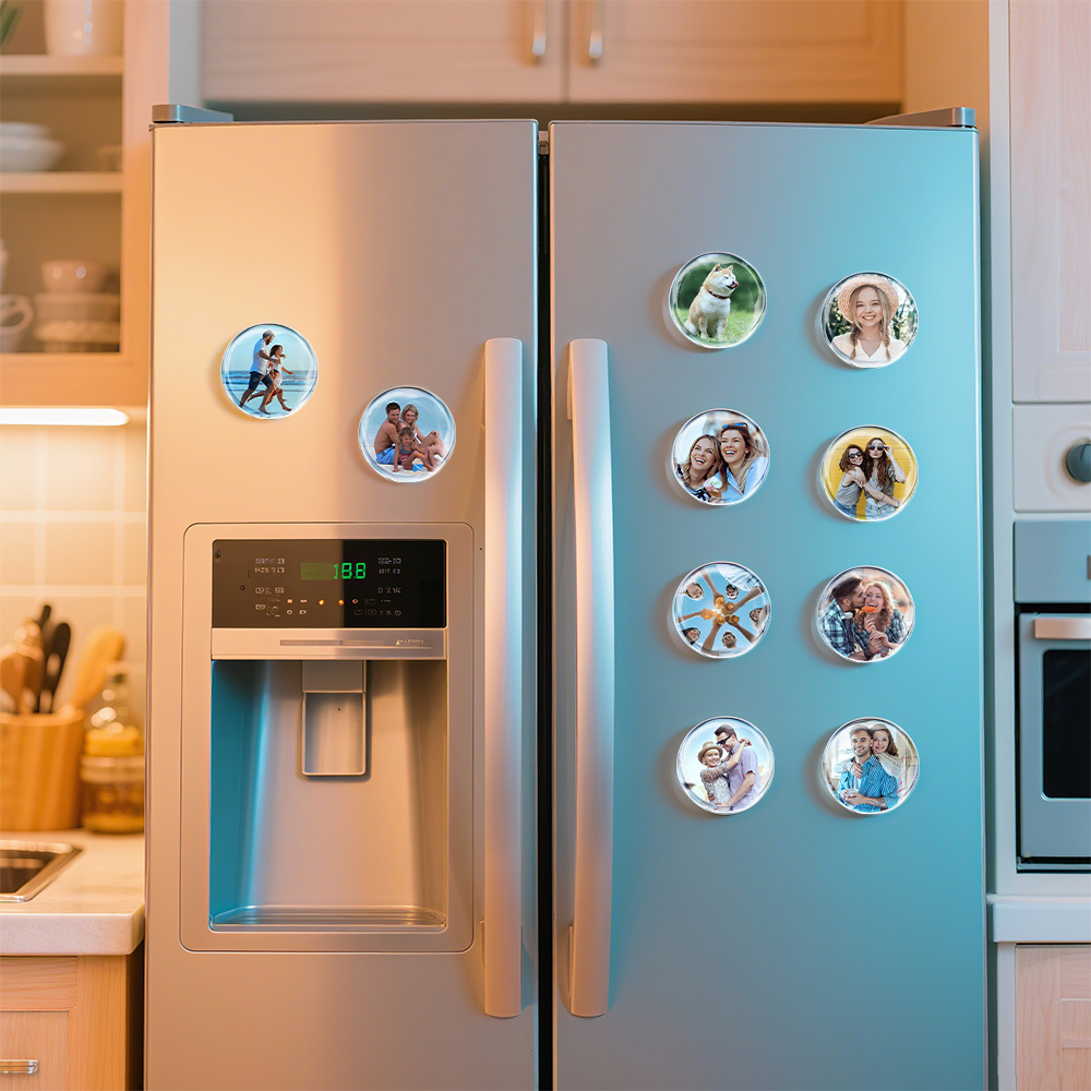 Personalized Round Glass Magnets Custom Photo Fridge Magnets Gift For Family Lovers - CustWitAU