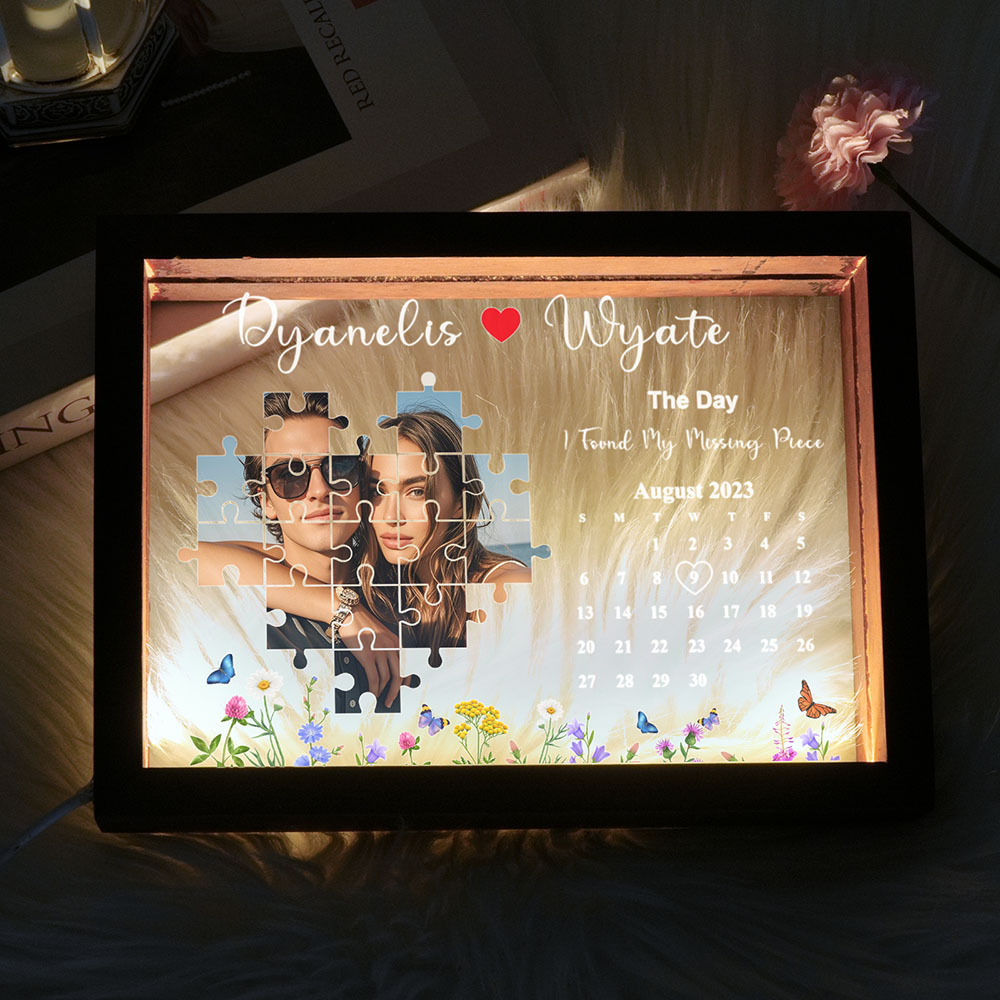 The Day I Found My Missing Piece Night Light Frame Personalized Gift - CustWitAU