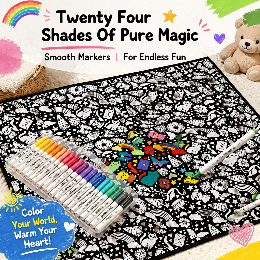 DIY Drawing Blanket (Optional 24-Color Marker Set) Create Your Art Blanket Washable Keepsake Blanket for Kids & Adults - CustWitAU