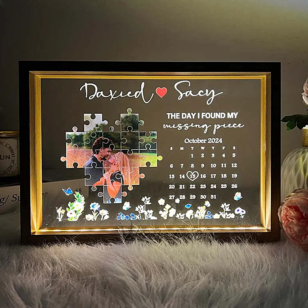 The Day I Found My Missing Piece Night Light Frame Personalized Gift - CustWitAU