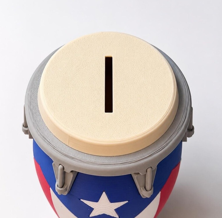 3D Printed Conga Drum Piggy Bank Coin Bank Can Cooler, Cuba Flag Decor, Music Lover Gift - CustWitAU
