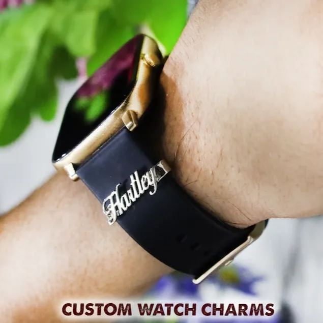 Personalized Apple Watch Charms - Watch Name Band - Watch Bar Name Charm - Rose Gold Silver Name Tag - Valentine's Day Gift - Gift for Her - CustWitAU