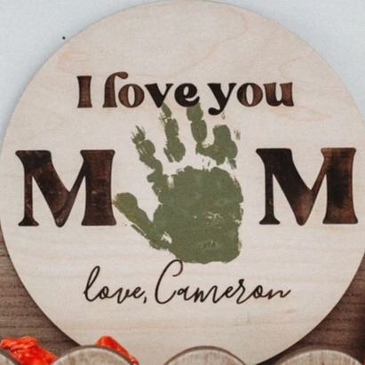 Personalized DIY Handprint 'I Love You Mom' Wood Craft