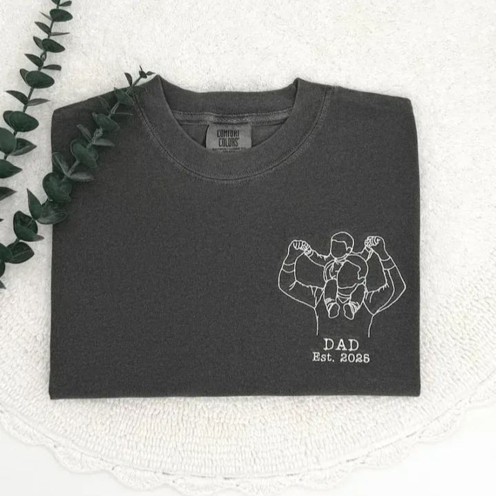 Custom Dad Photo Shirt - Embroidered Dad & Kids Portrait - Personalized Father's Day Keepsake Gift - CustWitAU