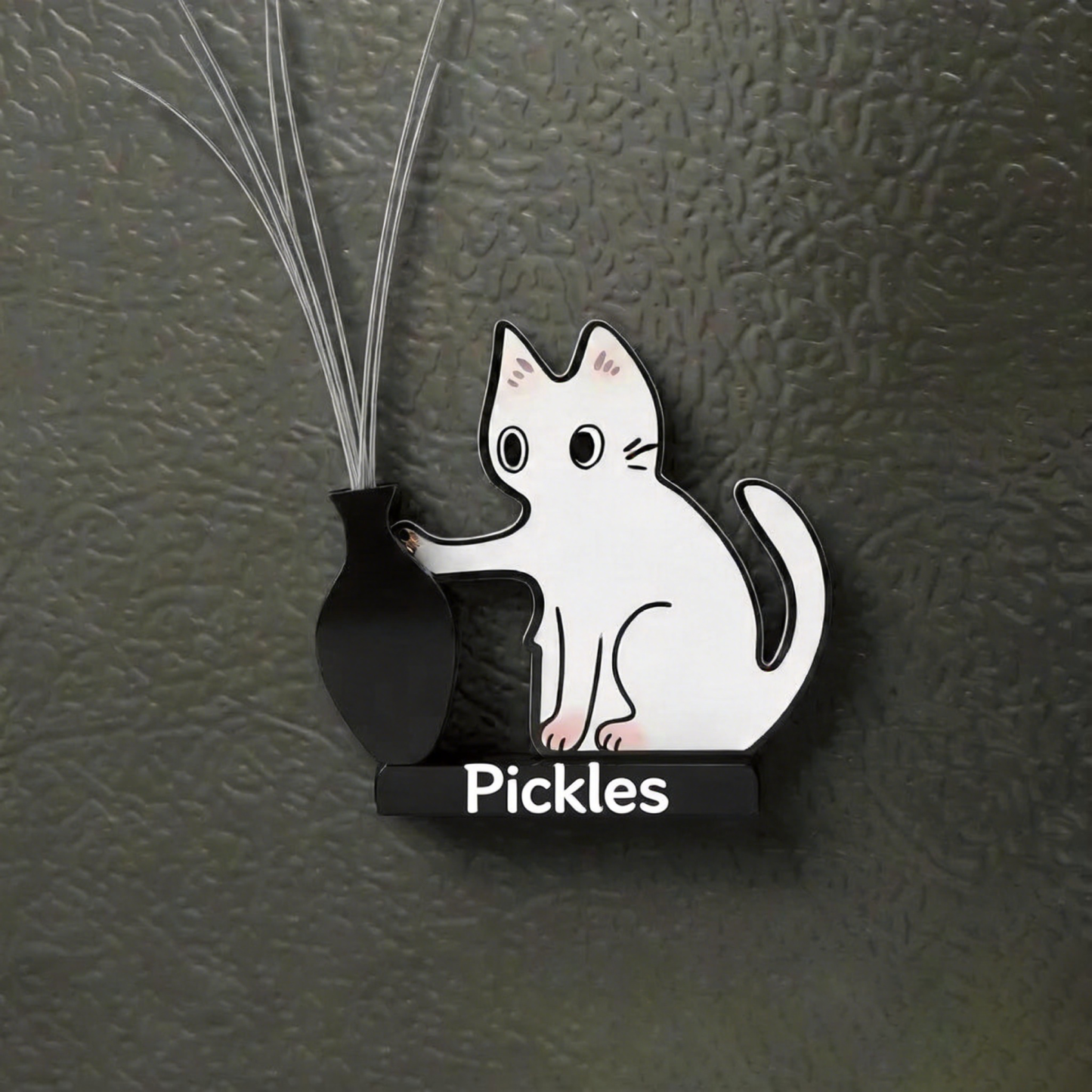 Handmade Cat Whisker Collector – Acrylic Magnetic Fridge Holder | Mini Keepsake, Pet Memorial Keepsake, Gift for Cat Lovers - CustWitAU